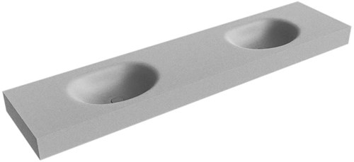 MOON Plata Lavabo suspendido de solid surface 200cm. Posición del fregadero Doble borde de 12cm de alto.