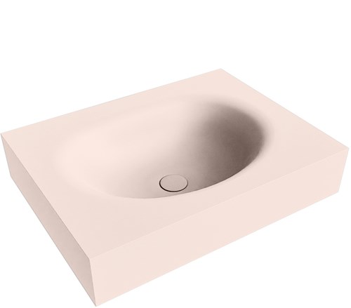 MOON Rosee Lavabo sospeso à parete solid surface 60cm. Posizione lavabo Mittig bordo 12cm.