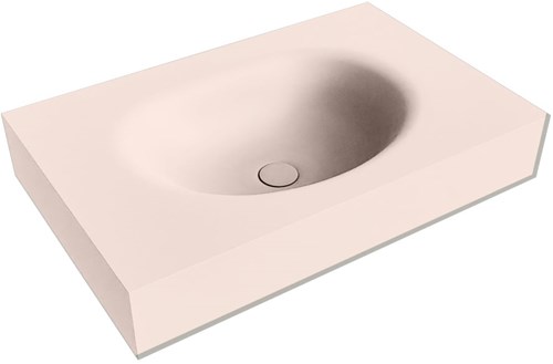 MOON Rosee Lavabo suspendido de solid surface 70cm. Posición del fregadero Centro borde de 12cm de alto.