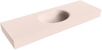 MOON Rosee Lavabo sospeso à parete solid surface 140cm. Posizione lavabo Mittig bordo 12cm.