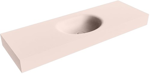 MOON Rosee Lavabo sospeso à parete solid surface 140cm. Posizione lavabo Mittig bordo 12cm.