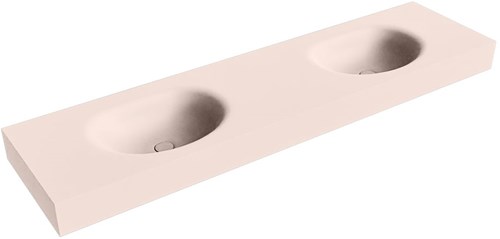 MOON Rosee Lavabo sospeso à parete solid surface 181cm. Posizione lavabo Doppelt bordo 12cm.