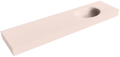 MOON Rosee Lavabo sospeso à parete solid surface 190cm. Posizione lavabo Rechts bordo 12cm.