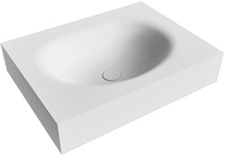 MOON Talc Lavabo mural solid surface 61cm. Position lavabo Centrée rebord 12cm.