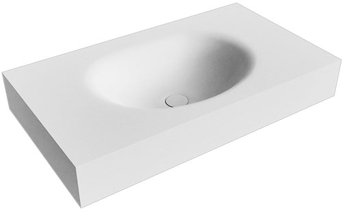 MOON Talc Lavabo suspendido de solid surface 81cm. Posición del fregadero Centro borde de 12cm de alto.