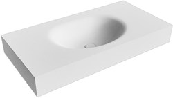 MOON Talc Lavabo mural solid surface 90cm. Position lavabo Centrée rebord 12cm.