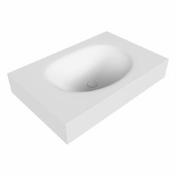 MOON Talc freihängend Waschtisch aus solid surface (mineralwerkstoff) 71cm. Waschbeckenposition Mittig rand 12cm hoch.