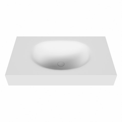 MOON Talc freihängend Waschtisch aus solid surface (mineralwerkstoff) 81cm. Waschbeckenposition Mittig rand 12cm hoch.-2