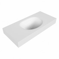 MOON Talc vrijhangende solid surface wastafel 101cm. Positie wasbak Midden. Rand 12cm hoog.