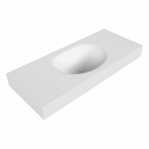 MOON Talc freihängend Waschtisch aus solid surface (mineralwerkstoff) 111cm. Waschbeckenposition Mittig rand 12cm hoch.