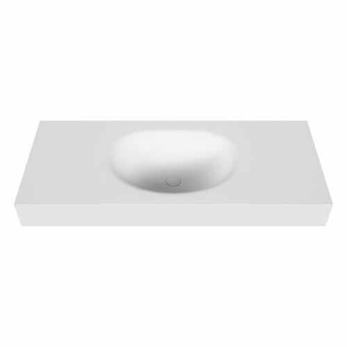 MOON Talc freihängend Waschtisch aus solid surface (mineralwerkstoff) 111cm. Waschbeckenposition Mittig rand 12cm hoch.-2