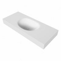 MOON Talc vrijhangende solid surface wastafel 111cm. Positie wasbak Midden. Rand 12cm hoog.-3