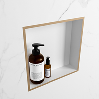 EASY Niche Murale 29,5x29,5cm solid surface couleur Oro / Talc. 1 compartiment adapté pour une installation encastrée ou en saillie.-2