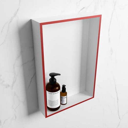 EASY Nicho de ducha 44,5x29,5cm solid surface color Fire / Talc. 1 compartimento apto para instalación empotrada y sobreponer.
