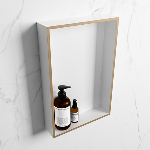 EASY Nicho de ducha 44,5x29,5cm solid surface color Oro / Talc. 1 compartimento apto para instalación empotrada y sobreponer.