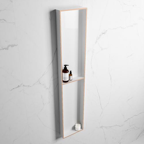 EASY Nicho de ducha 89,5x29,5cm solid surface color Rosee / Talc. 2 compartimentos apto para instalación empotrada y sobreponer.