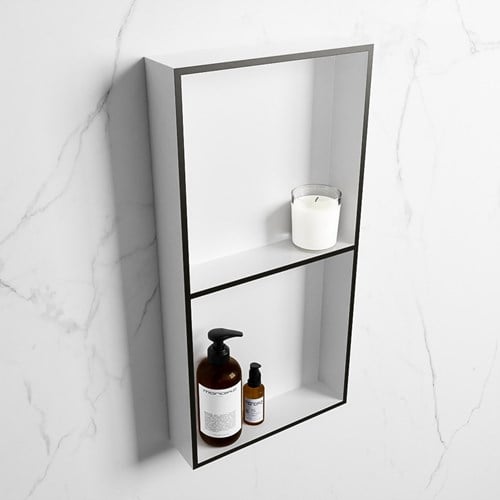 EASY Nicho de ducha 59,5x29,5cm solid surface color Urban / Talc. 2 compartimentos apto para instalación empotrada y sobreponer.