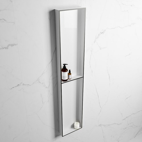 EASY Nicho de ducha 89,5x29,5cm solid surface color Urban / Talc. 2 compartimentos apto para instalación empotrada y sobreponer.