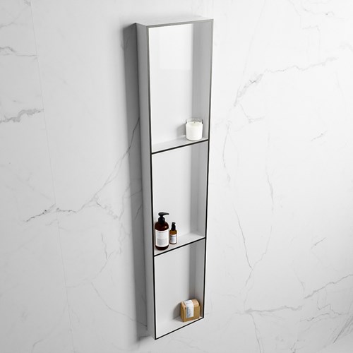 EASY Nicho de ducha 149,5x29,5cm solid surface color Urban / Talc. 3 compartimentos apto para instalación empotrada y sobreponer.
