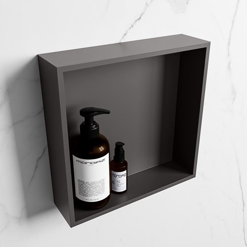 EASY Nicho de ducha 29,5x29,5cm solid surface color Dark Grey / Dark Grey. 1 compartimento apto para instalación empotrada y sobreponer.