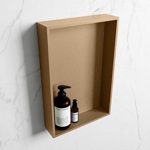 EASY Nicho de ducha 44,5x29,5cm solid surface color Oro / Oro. 1 compartimento apto para instalación empotrada y sobreponer.