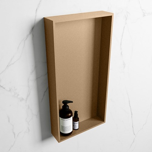 EASY Nicho de ducha 59,5x29,5cm solid surface color Oro / Oro. 1 compartimento apto para instalación empotrada y sobreponer.