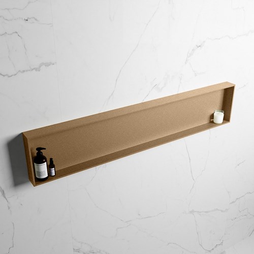 EASY Nicho de ducha 149,5x29,5cm solid surface color Oro / Oro. 1 compartimento apto para instalación empotrada y sobreponer.