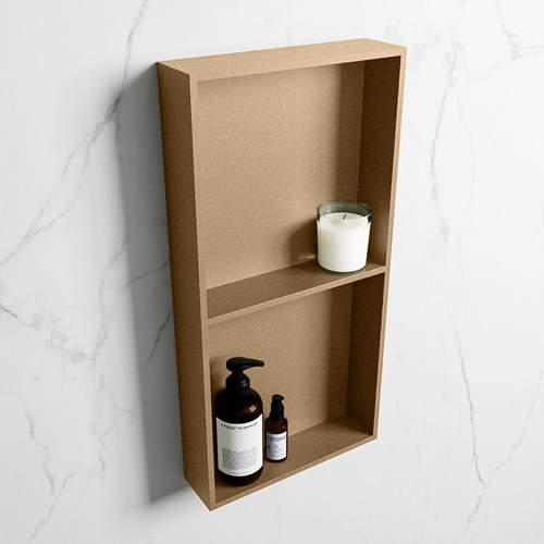 EASY Nicho de ducha 59,5x29,5cm solid surface color Oro / Oro. 2 compartimentos apto para instalación empotrada y sobreponer.