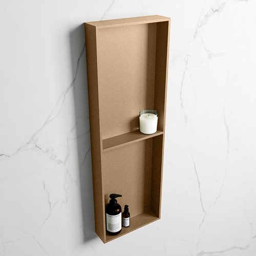 EASY Nicho de ducha 149,5x29,5cm solid surface color Oro / Oro. 2 compartimentos apto para instalación empotrada y sobreponer.