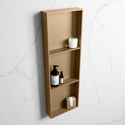 EASY Nicho de ducha 89,5x29,5cm solid surface color Oro / Oro. 3 compartimentos apto para instalación empotrada y sobreponer.