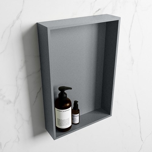 EASY Nicho de ducha 44,5x29,5cm solid surface color Plata / Plata. 1 compartimento apto para instalación empotrada y sobreponer.