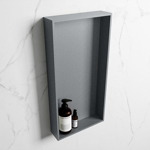 EASY Nicho de ducha 59,5x29,5cm solid surface color Plata / Plata. 1 compartimento apto para instalación empotrada y sobreponer.