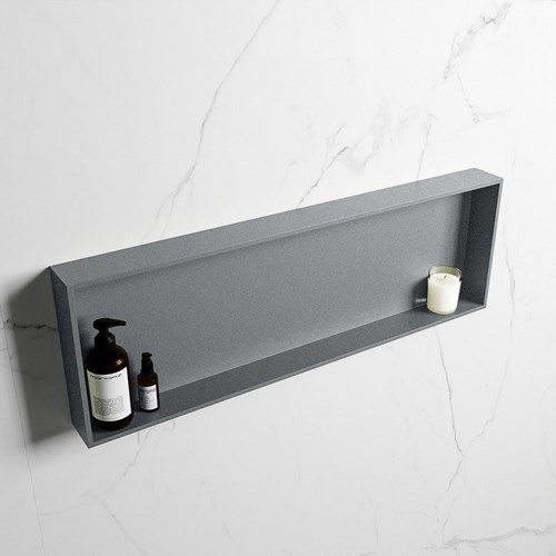 EASY Nicho de ducha 89,5x29,5cm solid surface color Plata / Plata. 1 compartimento apto para instalación empotrada y sobreponer.