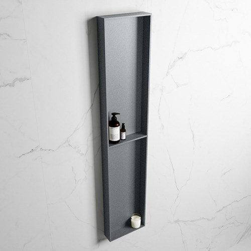 EASY Nicho de ducha 89,5x29,5cm solid surface color Plata / Plata. 2 compartimentos apto para instalación empotrada y sobreponer.