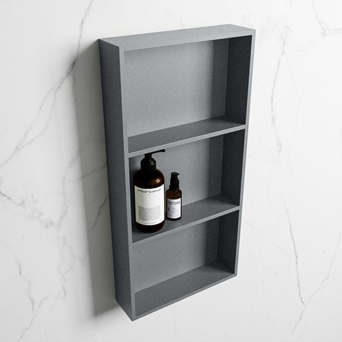 EASY Nicho de ducha 59,5x29,5cm solid surface color Plata / Plata. 3 compartimentos apto para instalación empotrada y sobreponer.