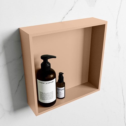 EASY Nicho de ducha 29,5x29,5cm solid surface color Rosee / Rosee. 1 compartimento apto para instalación empotrada y sobreponer.