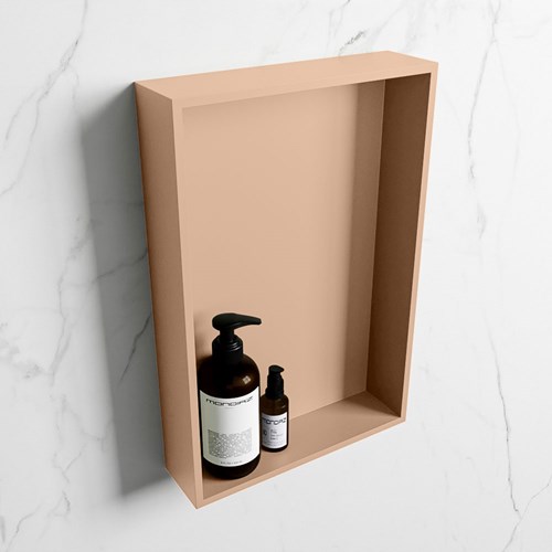 EASY Nicho de ducha 44,5x29,5cm solid surface color Rosee / Rosee. 1 compartimento apto para instalación empotrada y sobreponer.