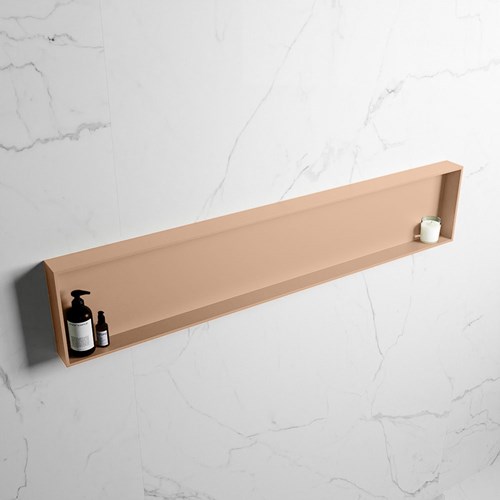 EASY Nicho de ducha 149,5x29,5cm solid surface color Rosee / Rosee. 1 compartimento apto para instalación empotrada y sobreponer.