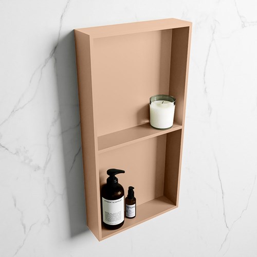 EASY Nicho de ducha 59,5x29,5cm solid surface color Rosee / Rosee. 2 compartimentos apto para instalación empotrada y sobreponer.