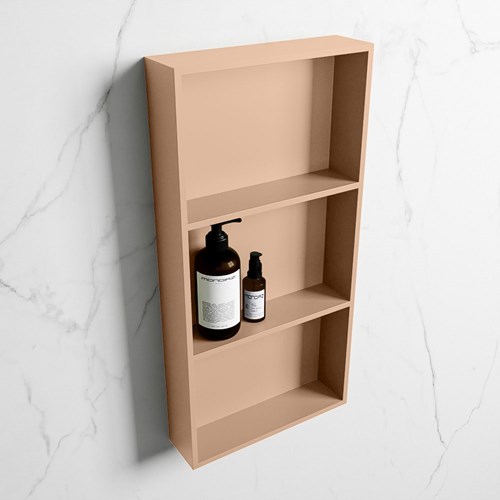 EASY Nicho de ducha 59,5x29,5cm solid surface color Rosee / Rosee. 3 compartimentos apto para instalación empotrada y sobreponer.