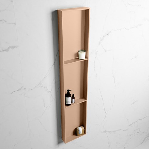 EASY Nicho de ducha 149,5x29,5cm solid surface color Rosee / Rosee. 3 compartimentos apto para instalación empotrada y sobreponer.