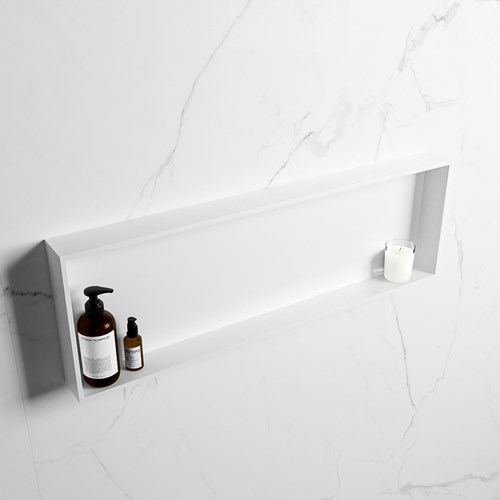 EASY Nicho de ducha 89,5x29,5cm solid surface color Talc / Talc. 1 compartimento apto para instalación empotrada y sobreponer.