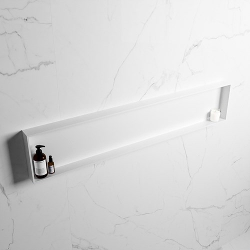 EASY Nicho de ducha 149,5x29,5cm solid surface color Talc / Talc. 1 compartimento apto para instalación empotrada y sobreponer.