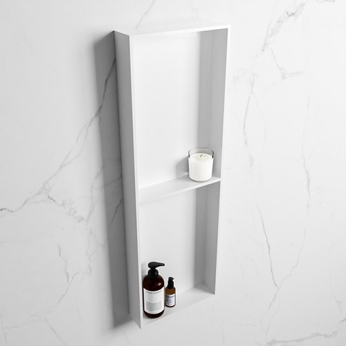 EASY Nicho de ducha 149,5x29,5cm solid surface color Talc / Talc. 2 compartimentos apto para instalación empotrada y sobreponer.
