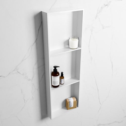 EASY Nicho de ducha 89,5x29,5cm solid surface color Talc / Talc. 3 compartimentos apto para instalación empotrada y sobreponer.