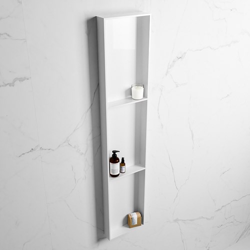 EASY Nicho de ducha 149,5x29,5cm solid surface color Talc / Talc. 3 compartimentos apto para instalación empotrada y sobreponer.