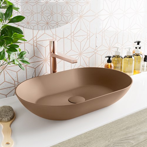 ONNI aufsatzwaschbecken solid surface 55cm farbe Rust / Rust.