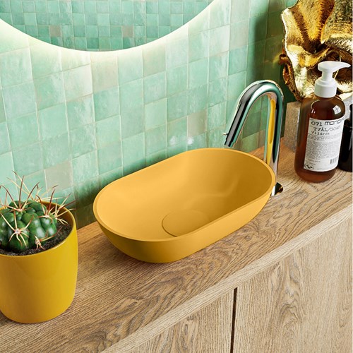 POOLE solid surface opzetkom kleur Ocher | Ocher. Afmeting 30x18x8cm