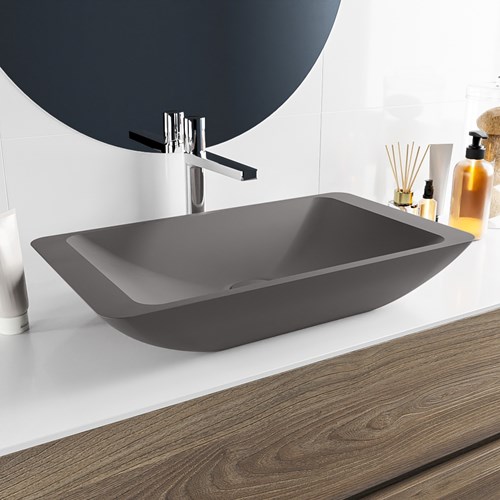 TOPI Countertop Basin solid surface 60cm color DarkGrey / DarkGrey.