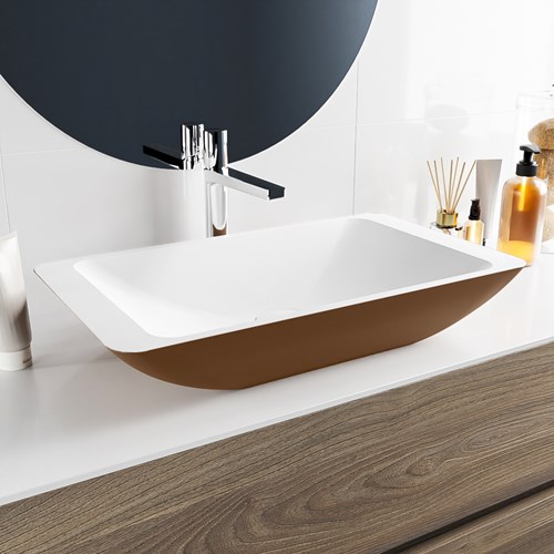 TOPI Waskom solid surface 60cm kleur Rust / Talc